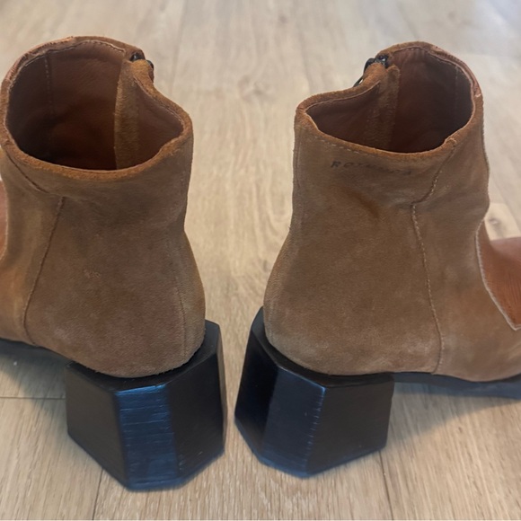Rotunda Arge Block Heel Boots | Camel Suede + Embossed Leather | Size 7 US 37 EU - Picture 7 of 13